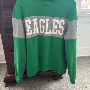 47 Brand Green and Gray Eagles Crewneck Sweater